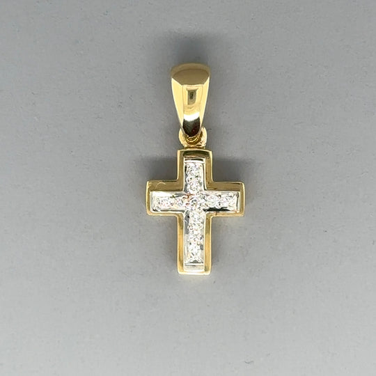 18ct Yellow Gold Diamond Set Cross Pendant