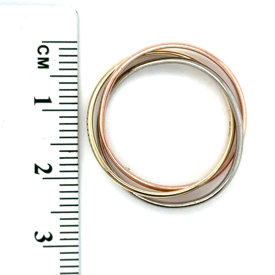9ct Tri-Colour Russian Wedding Band Ring - Size P 1/2