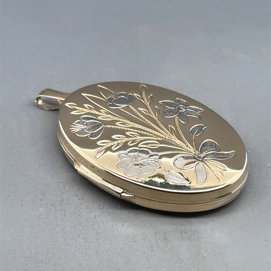 9ct Bi-Colour Floral Locket