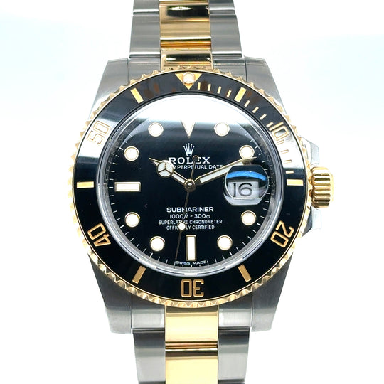 Pre-Owned Bi-Colour Stainless Steel and 18ct Yellow Gold Submariner Rolex (Gents)