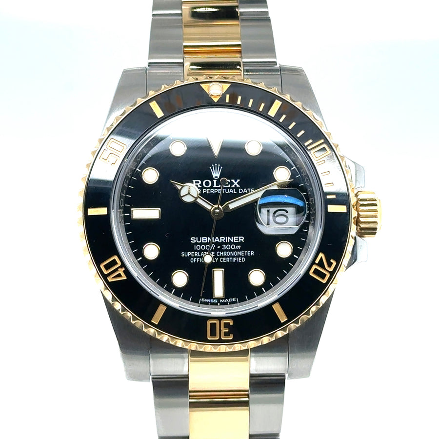 Pre-Owned Bi-Colour Stainless Steel and 18ct Yellow Gold Submariner Rolex (Gents)