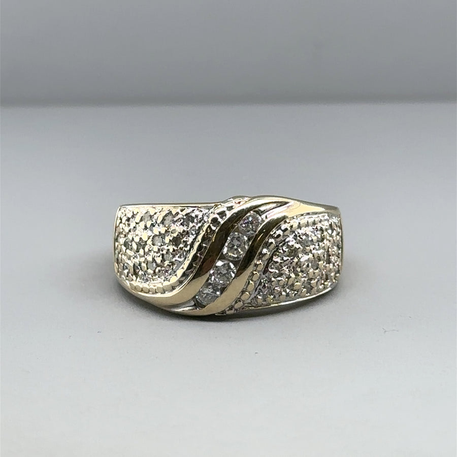 9ct Yellow Gold Diamond Set Ring (c. 0.40 - 0.45ct) - Size N