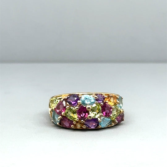 9ct Yellow Gold Multi-Gem Ring - Size L