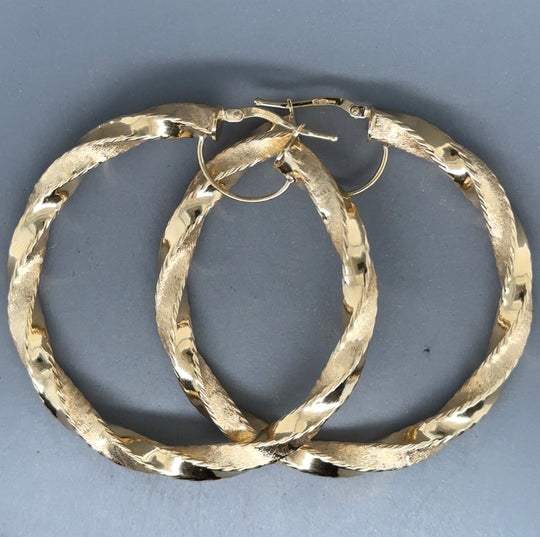 9ct Yellow Gold Twist Hoop Earrings NEW!