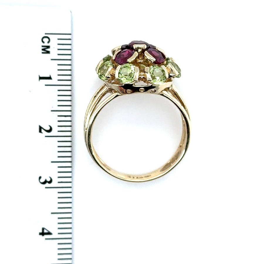 9ct Yellow Gold Multicolour Tourmaline Ring - Size P