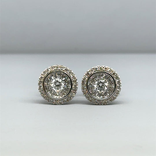 18ct White Gold Diamond Cluster Stud Earrings (c. 1.20ct)