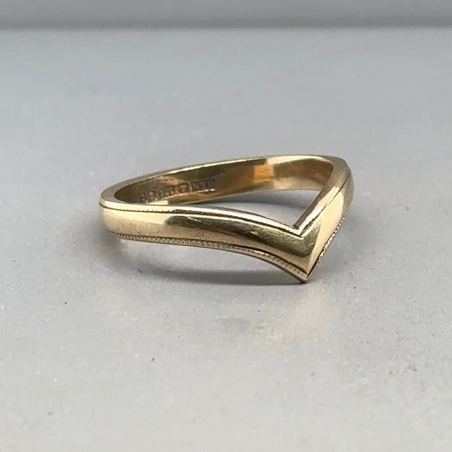 9ct Yellow Gold Chevron Ring - Size K