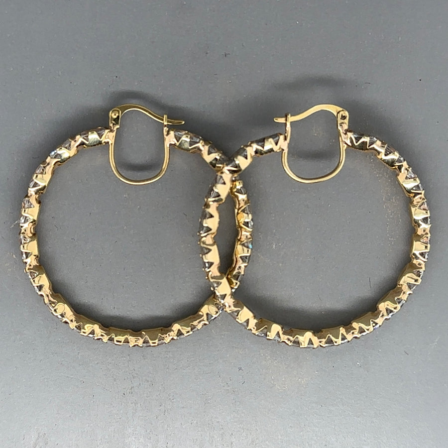 9ct Yellow Gold Cubic Zirconia Hoop Earrings