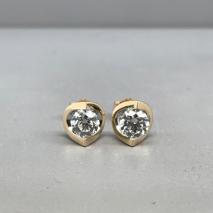 9ct Yellow Gold Single Stone Lab Grown Diamond Stud Earrings (c. 1.00ct) NEW!