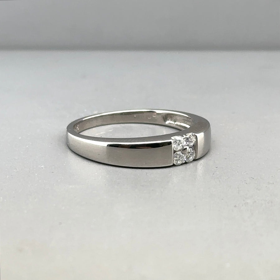 18ct White Gold Four Stone Diamond Ring (c. 0.15ct) - Size O