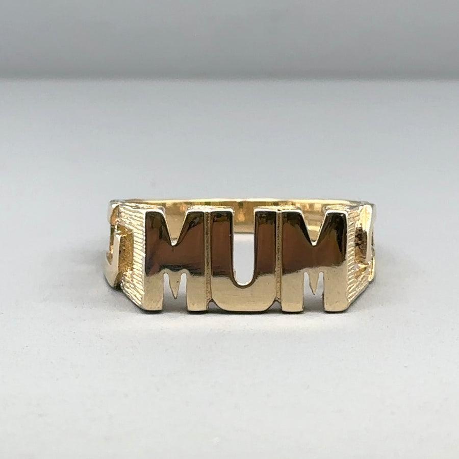 9ct Yellow Gold Mum Ring - Size S