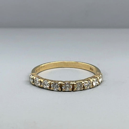 18ct Yellow Gold Diamond Half Eternity Ring (c. 0.60 - 0.65ct) - Size P 1/2