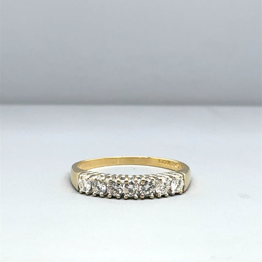 18ct Yellow Gold Seven Stone Diamond Ring (c. 0.45 - 0.50ct) - Size Q