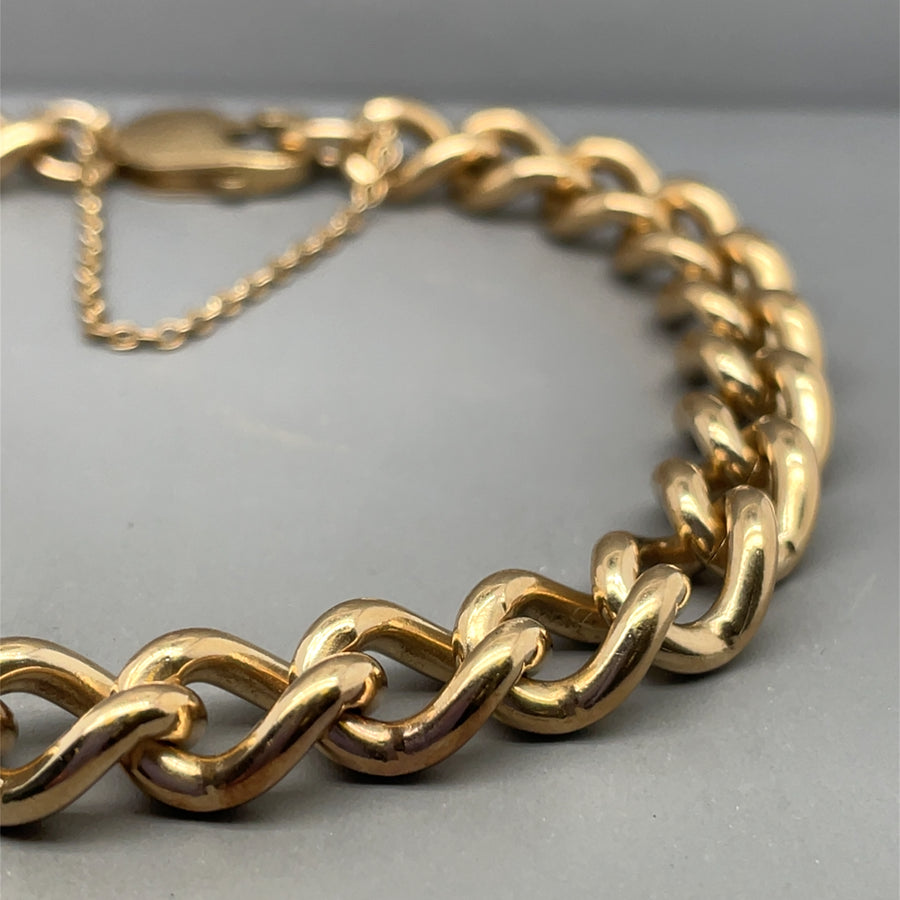 9ct Yellow Gold Curb Bracelet with Safety Chain