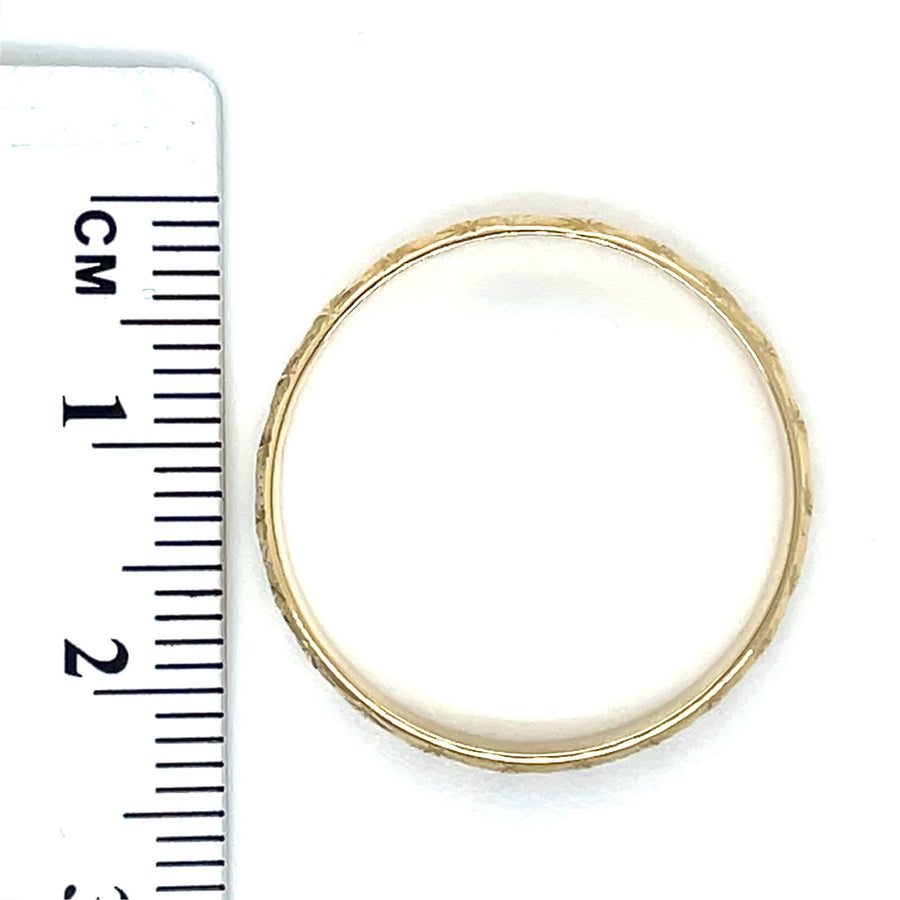 18ct Yellow Gold Patterned Band Ring - Size V 1/2