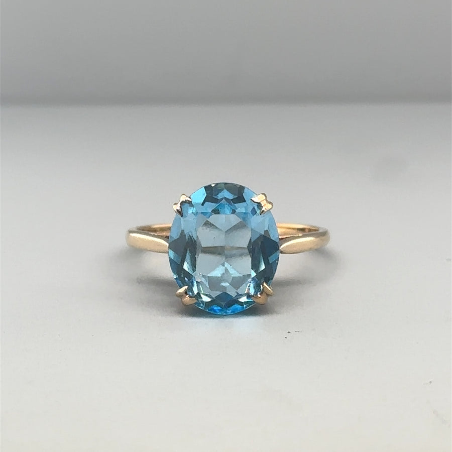 9ct Yellow Gold Synthetic Stone Ring - Size N