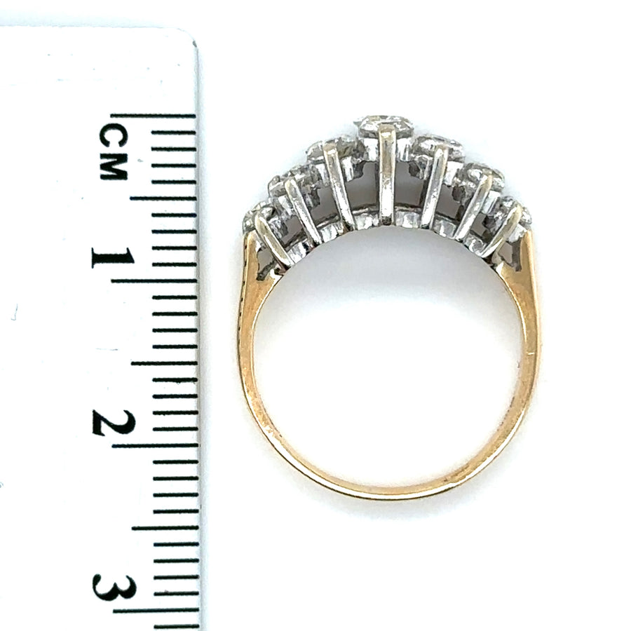 18ct Yellow Gold Diamond Cluster Ring (c. 1.00ct) - Size K