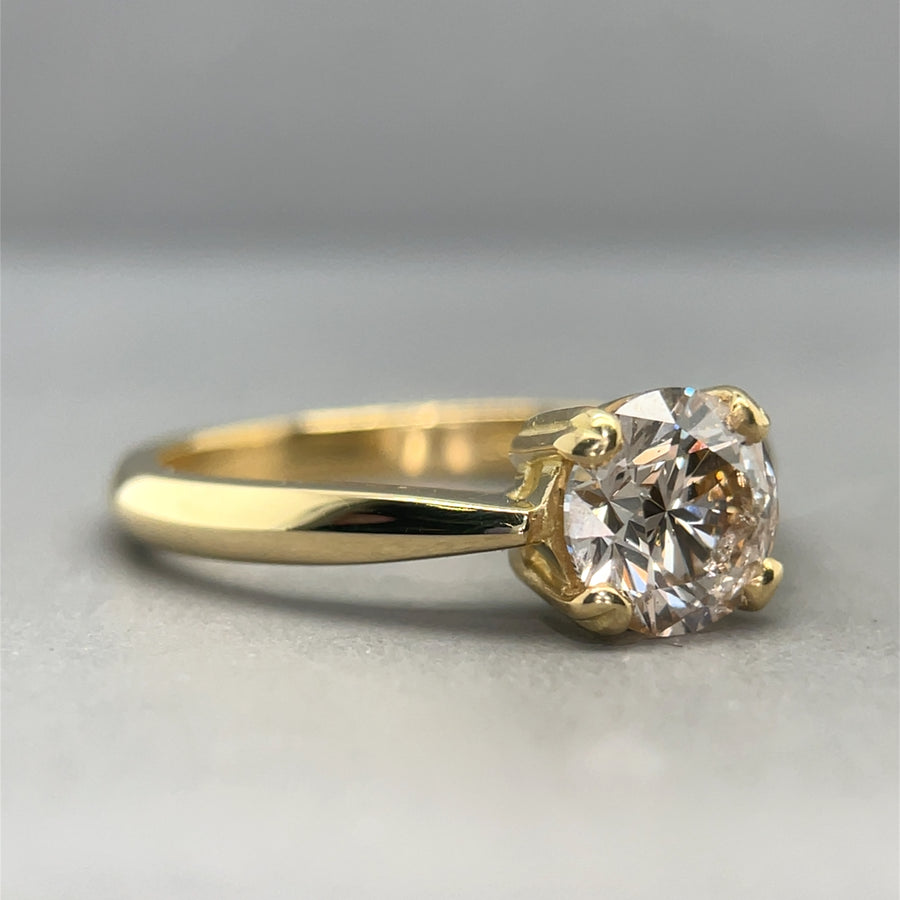 18ct Yellow Gold Single Stone Diamond Ring (c. 1.42ct) - Size O