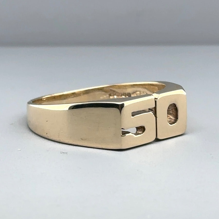 9ct Yellow Gold 50 Ring - Size Z