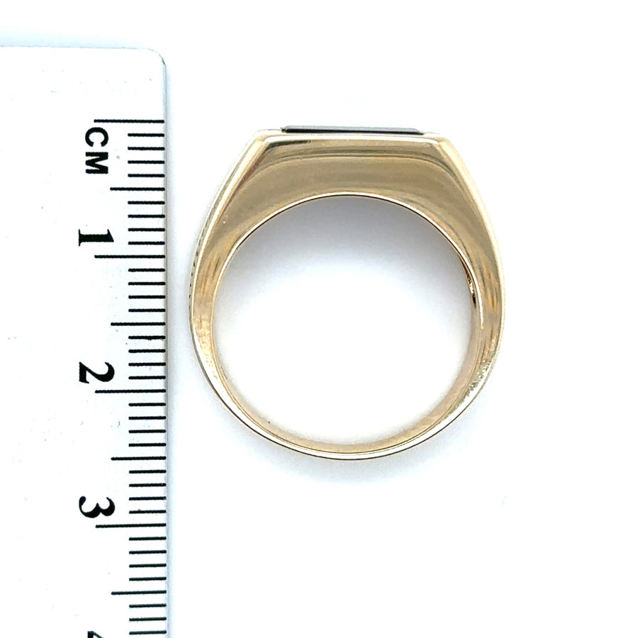 9ct Yellow Gold Open Band Onyx Ring - Size S
