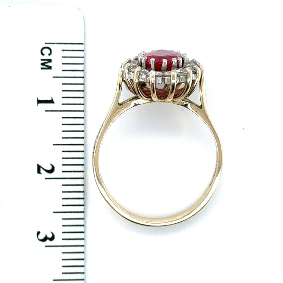 9ct Yellow Gold Pink and White Cubic Zirconia Fancy Ring - Size N 1/2