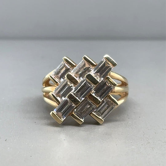 14ct Yellow Gold Cubic Zirconia Ring - Size K 1/2