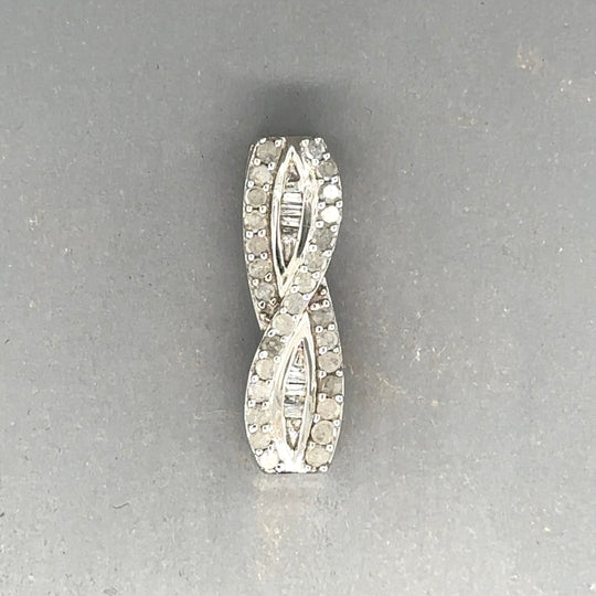 9ct White Gold Diamond Cross Over Pendant