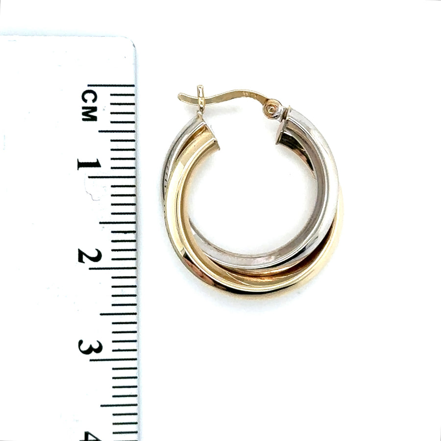 9ct Bi-Colour Two Strand Hoop Earrings
