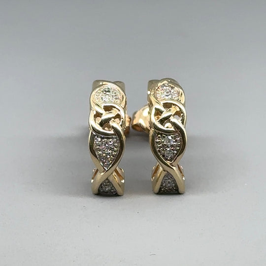9ct Yellow Gold Fancy Diamond Set Earrings