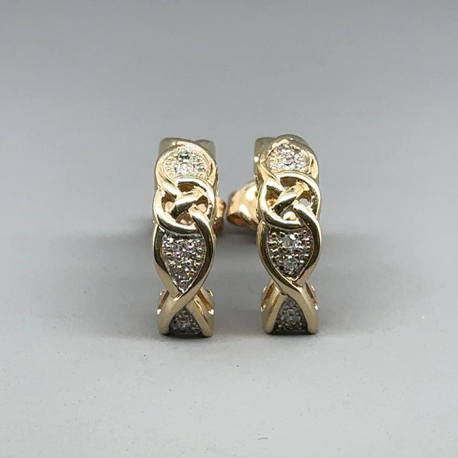 9ct Yellow Gold Fancy Diamond Set Earrings