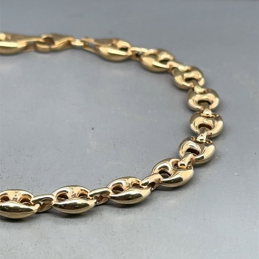 9ct Yellow Gold Puffed Marine Link Bracelet