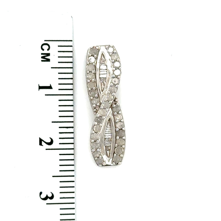 9ct White Gold Diamond Cross Over Pendant