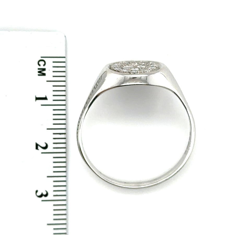18ct White Gold Diamond Signet Ring (c. 0.40 - 0.50ct) - Size Z + 2