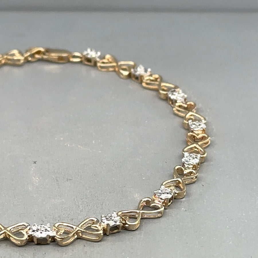 9ct Yellow Gold Diamond Set Fancy Bracelet
