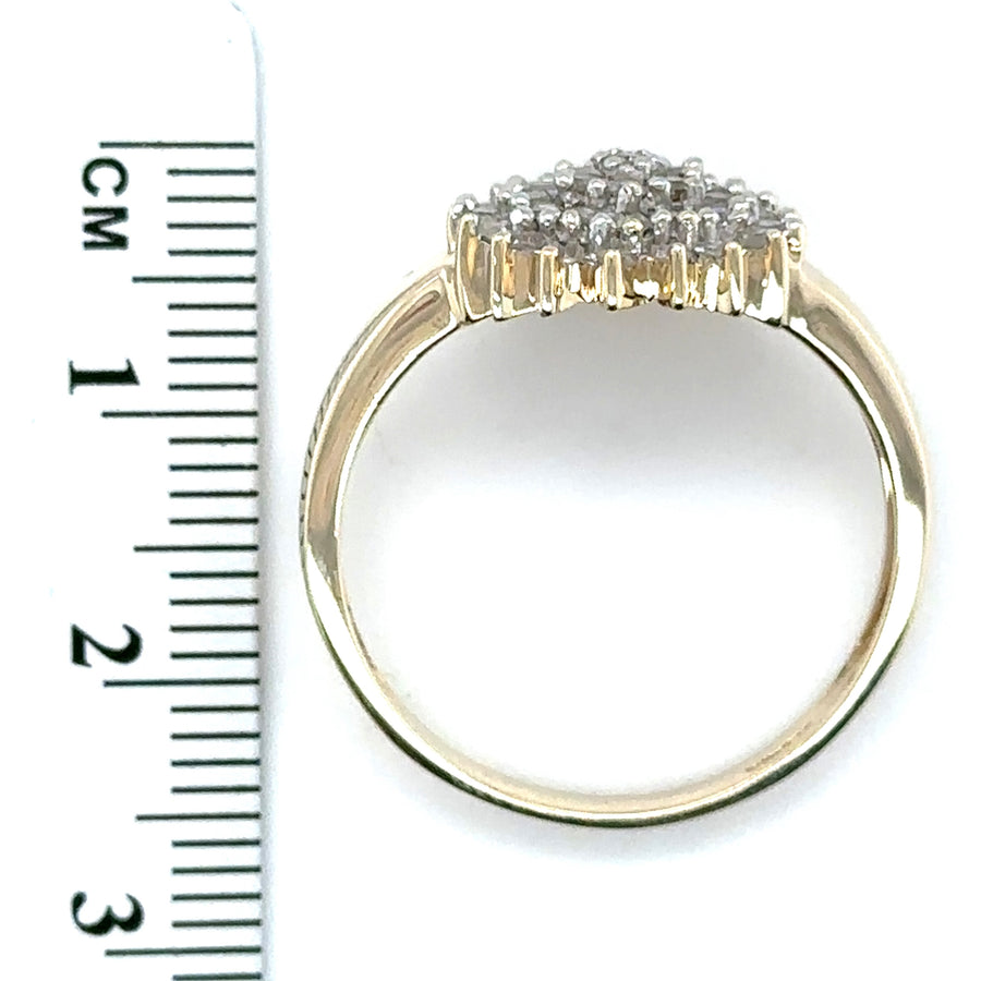 9ct Yellow Gold Diamond Cluster Ring (c. 0.35 - 0.40ct) - Size U