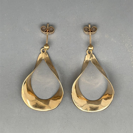 9ct Yellow Gold Swirl Drop Earrings