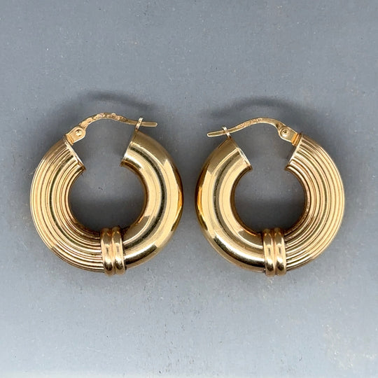 9ct Yellow Gold Fancy Hoop Earrings