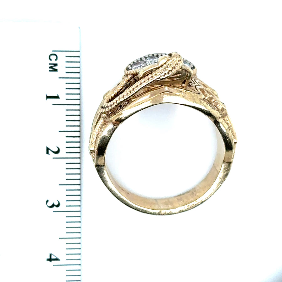 9ct Yellow Gold Cubic Zirconia Saddle Ring - Size W 1/2