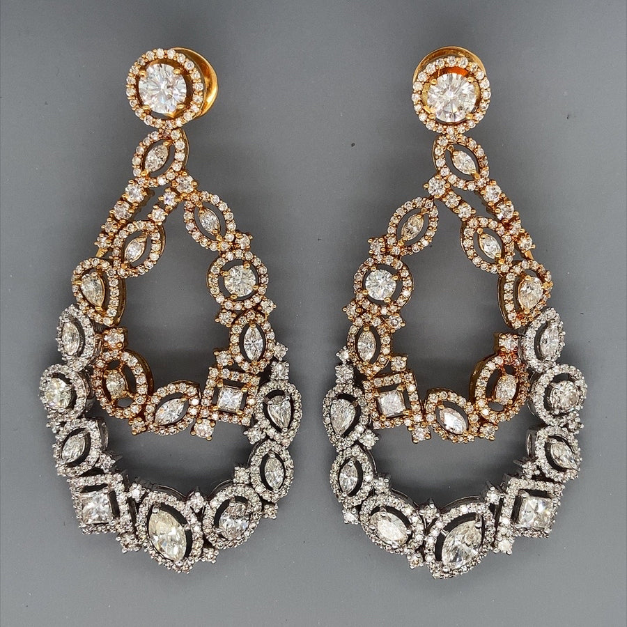 18ct Bi-Colour Diamond Drop Earrings (c. 9.50ct)