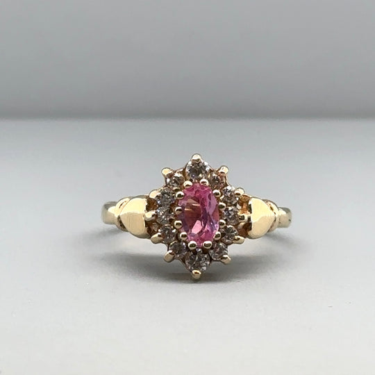 9ct Yellow Gold Cubic Zirconia Ring - Size J 1/2