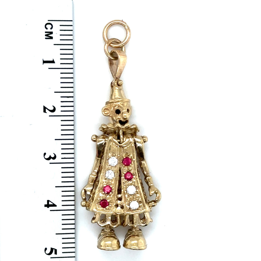 9ct Yellow Gold Cubic Zirconia Clown Pendant