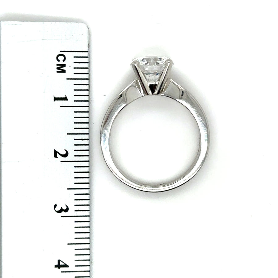 Platinum Single Stone Lab Grown Diamond Ring (c. 2.00ct) - Size K 1/2 NEW!