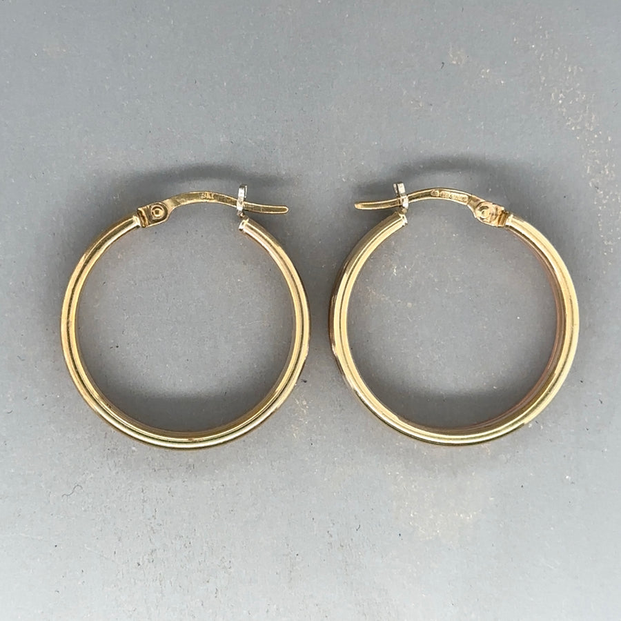 9ct Tri-Colour Gold Hoop Earrings