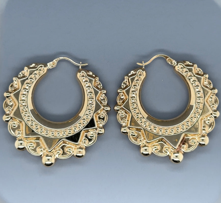 9ct Yellow Gold Large Creoles Hoop Earrings