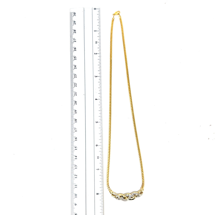 9ct Yellow Graduated Diamond Set Fancy Necklace (17")