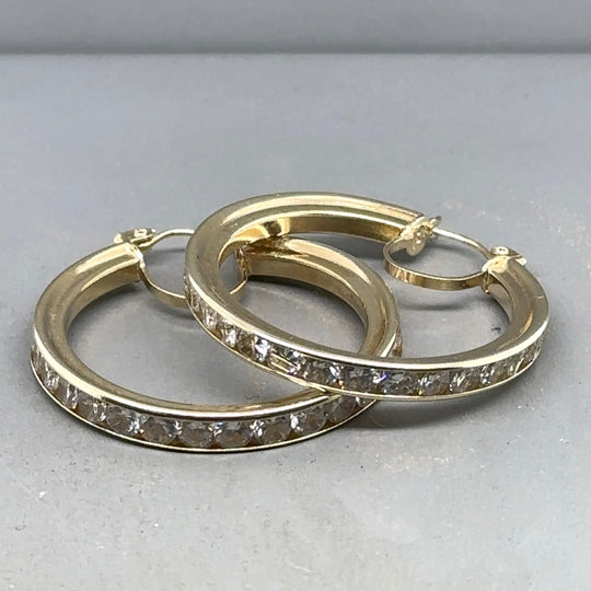 9ct Yellow Gold Cubic Zirconia Hoop Earrings