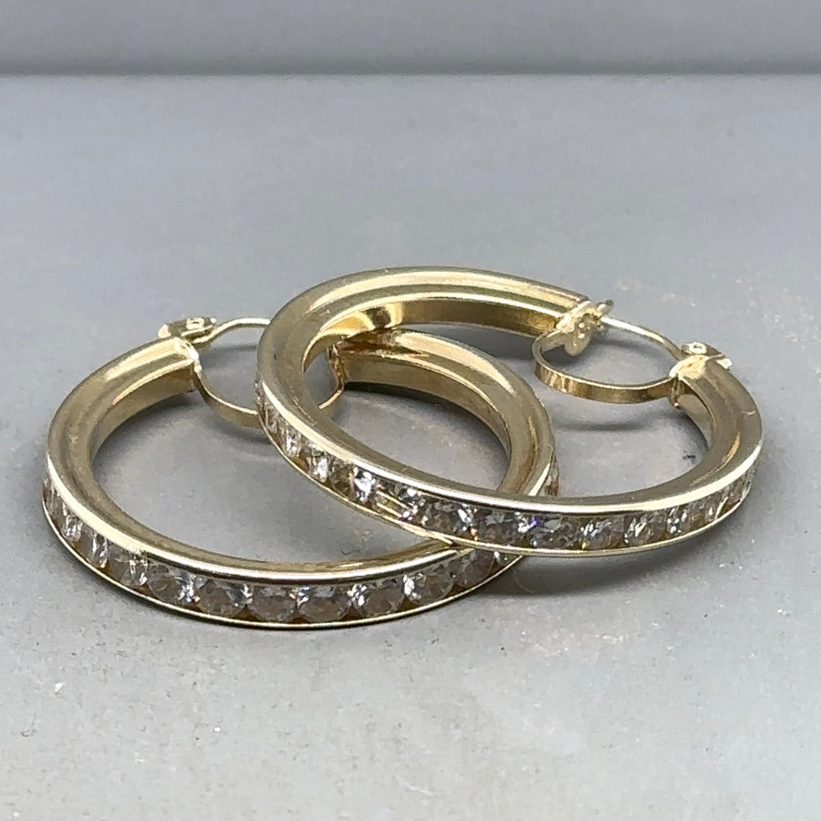 9ct Yellow Gold Cubic Zirconia Hoop Earrings