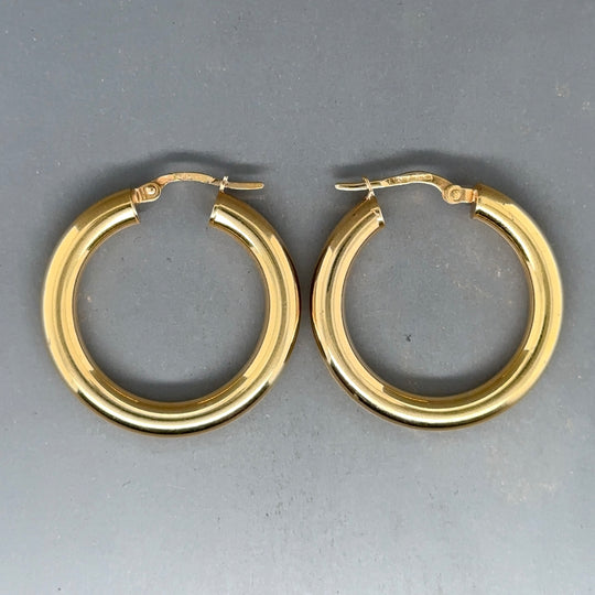 9ct Yellow Gold Plain Hoop Earrings