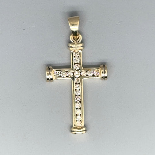 9ct Yellow Gold Diamond Cross Pendant (c. 0.25 - 0.30ct)