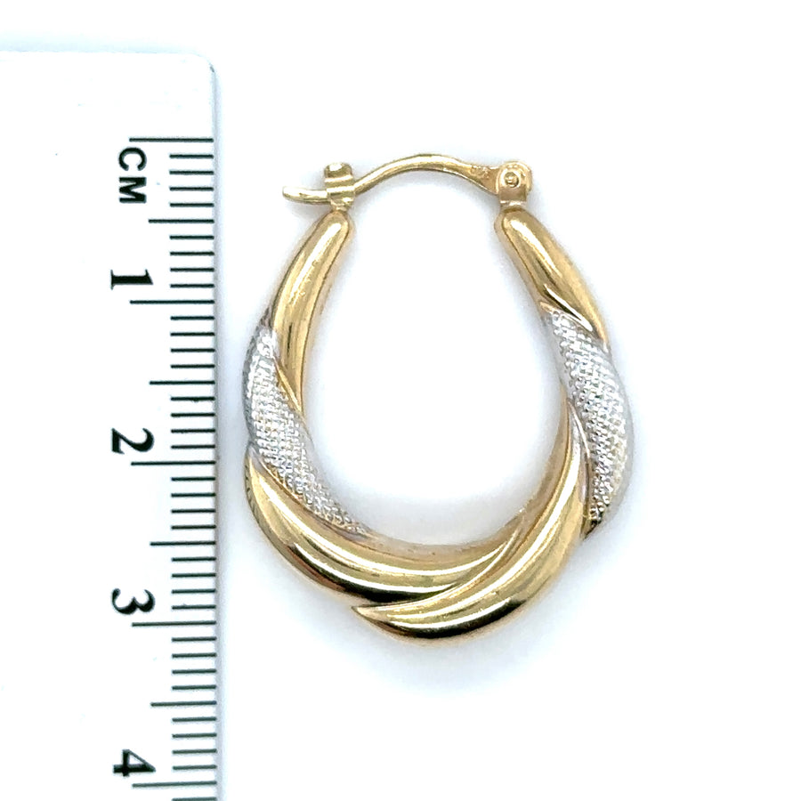 9ct Bi-Colour Creoles Hoop Earrings